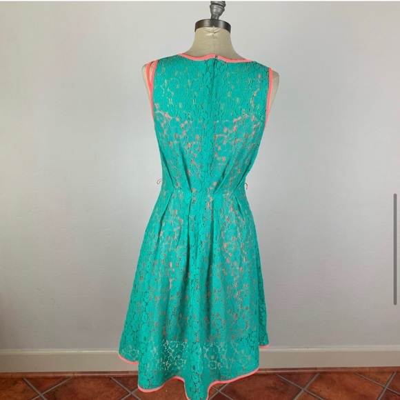 Eva Franco Teal & Pink Lace Dress - Picture 5 of 7